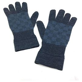 Luvas de Tricô Petit Gon Damier Graphite M70008 da Louis Vuitton Marrom Azul