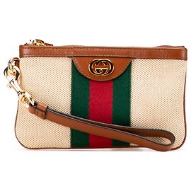 Pochette Ophidia in tela marrone Gucci Marrone Beige