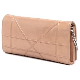 Dior-Dior Gold Metallic Grained Calfskin Diorama Wallet on Chain-Golden