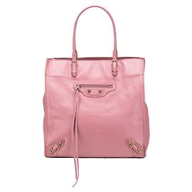 Tote A5 en cuir rose Papier de Balenciaga Rose