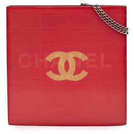 Borsa a spalla olografica CC in vinile rosso Chanel Rosso