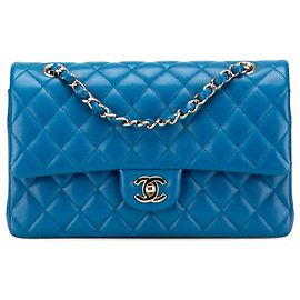 Chanel Blue Medium Classic Caviar Double Flap Blue