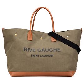 Sac cabas maxi en toile marron Rive Gauche de Saint Laurent Marron Kaki