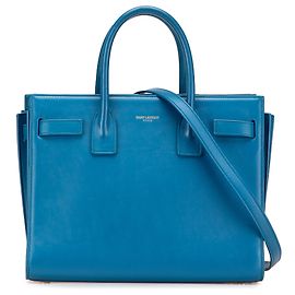 Bolsa Sac De Jour em couro azul Baby da Saint Laurent Azul
