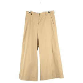 Céline Pantalón ancho de algodón beige Beige