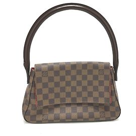 Bolsa de Ombro Mini Looping Damier da Louis Vuitton Marrom Damier ebene