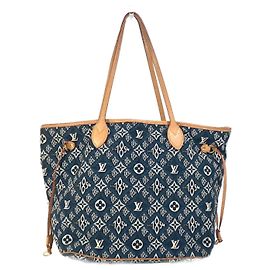 Louis Vuitton M57484 Monogram Jacquard Neverfull MM Shoulder Bag Navy blue