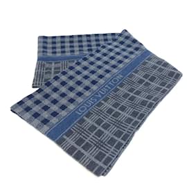 Louis Vuitton-Xale de lã cinza e marinho Louis Vuitton-Marrom,Azul marinho