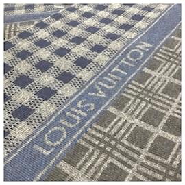 Louis Vuitton-Xale de lã cinza e marinho Louis Vuitton-Marrom,Azul marinho