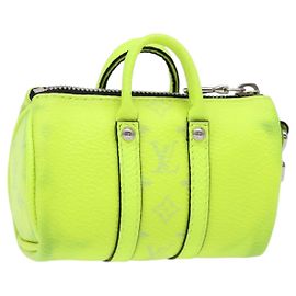 LOUIS VUITTON Taigalama Porte Cles Mini Keepall Charm Yellow M01048 Auth 136330 Yellow