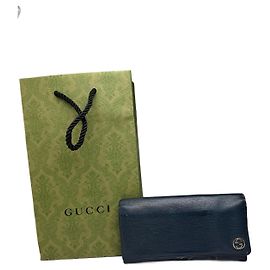 Vintage Gucci Monogram leather ID Holder GG Navy Navy blue