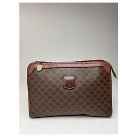 Céline Vintage Celine Paris Triomphe Monogramm Leder Clutch braun Braun