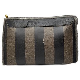 Clutch de couro vintage Fendi preto Marrom