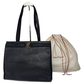 Bolsa de couro vintage Salvatore Ferragamo preta Preto