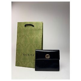 Vintage Gucci Patent leather Organizer / Card holder black Black