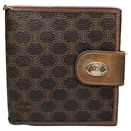 Céline Vintage Celine Triomphe Monogram leather wallet brown Brown