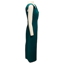 Roland Mouret-Roland Mouret Green 2023 Asymmetric Wool Silk Midi Dress-Green