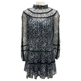 Veronica Beard Black Multi Rahla Silk Mini Dress Black