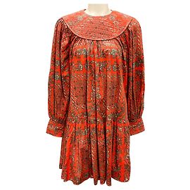 Vestido Mini de Popelina de Algodón Reunido con Estampado Clementine Ria Ulla Johnson Pre Otoño 2022 Multicolor
