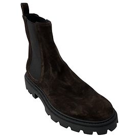 Botas de tornozelo Chelsea em camurça marrom escuro da Tod's Marrom