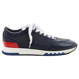 Hermès-Hermès Addict Leather Sneakers in Navy Blue, Size 43 EU-Navy blue
