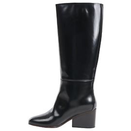 Botas longas de couro New Jersey da Hermès em preto, tamanho 38 EU Preto
