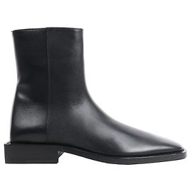 Botas de tornozelo de couro com logo BB Balenciaga em preto 616349, Tamanho 37 EU Preto