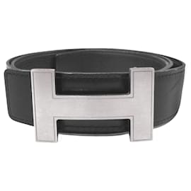 Hermès-Hermes H-Buckle Reversible Belt-Brown,Black,Silvery