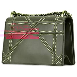 Dior-Dior Red Medium Studded Lambskin Diorama Flap-Red