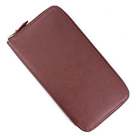 Hermès Azap Long Silkin Round Zip-Around Wallet Red