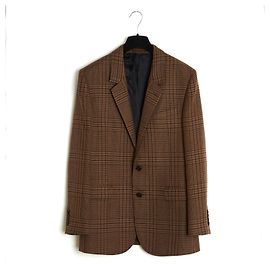 Celine 2021 FR38 Slimane Checkered Oversized Jacket Blazer UK10 US8 Céline Brown