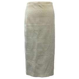 Texturierter Midi-Rock Iris & Ink aus cremefarbenem Polyester Weiß Roh