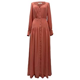 Robe Maxi Plissée en Crêpe Becky Iris & Ink en Polyester Corail Orange Corail