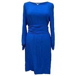 Vestido midi em seda azul de Diane von Furstenberg Azul