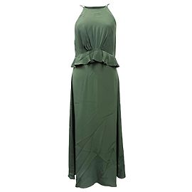 Zimmermann Midikleid mit geraffter Taille aus olivgrüner Seide Grün Olivgrün