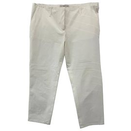 Pantaloni cropped a vita bassa in cotone bianco Prada Bianco Crudo