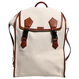 Dolce & Gabbana Beige Brown Canvas Leather EDGE Travel Men Back Pack Bag Black
