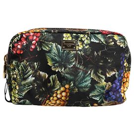 Dolce & Gabbana Pochette con stampa di uva multicolore e placca con logo D'oro