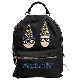 Dolce & Gabbana Black Nylon #DGFAMILY VULCANO Embellished Backpack Bag Black