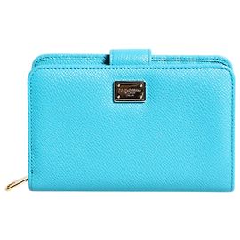 Dolce & Gabbana Cartera continental bifold de cuero azul claro Azul