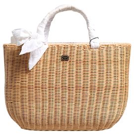 Dolce & Gabbana Beige Pflanzenfaser-Handtasche Pink