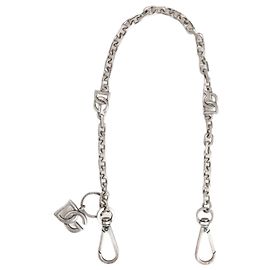 Dolce & Gabbana Silver Tone Brass DG Logo Detailing Chain Men Necklace Silvery