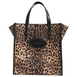 Dolce & Gabbana Borsa tote a spalla leopardata multicolore per donne Marrone