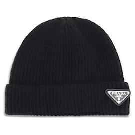 Prada-Beanie Hat with logo-Black
