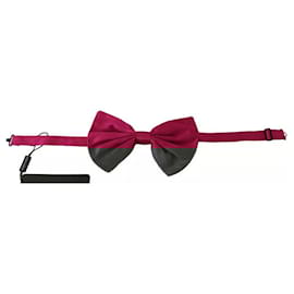 Dolce & Gabbana-Pink 100% Silk Adjustable Neck Bow Tie Men-Pink