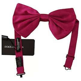 Dolce & Gabbana-Pink 100% Silk Adjustable Neck Bow Tie Men-Pink