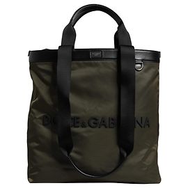 Dolce & Gabbana Military Green Nylon Shoulder Strap Tote Bag Green