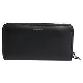 Dolce & Gabbana Black Blue Exotic Leather Embossed Continental Wallet Black