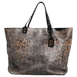 Dolce & Gabbana Brown Leopard BEATRICE Leather Logo Plaque Tote Bag Brown