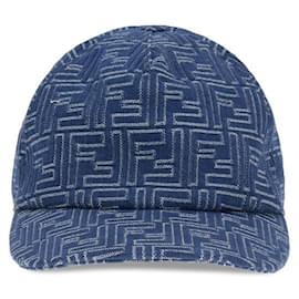 Fendi-Boné de beisebol em denim bordado-Azul